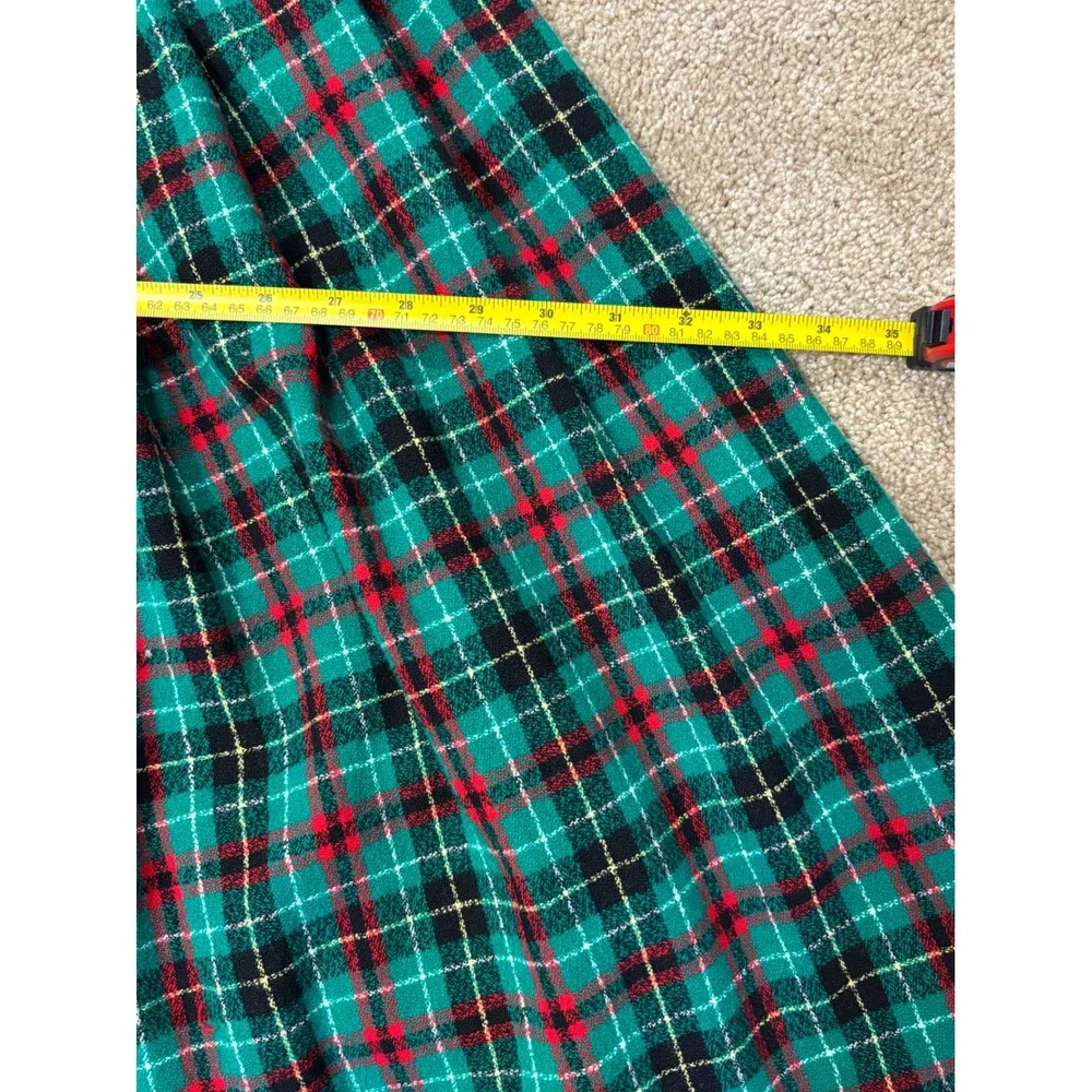Pendleton Classic Plaid Wool Pleated Midi Skirt‎ Size 8 Green Red Black